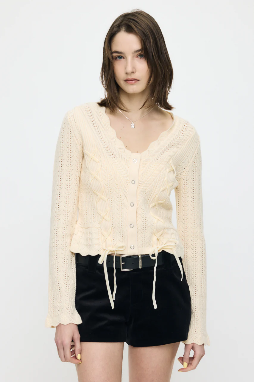 LACE UP RIBBON CARDIGAN - Image 2