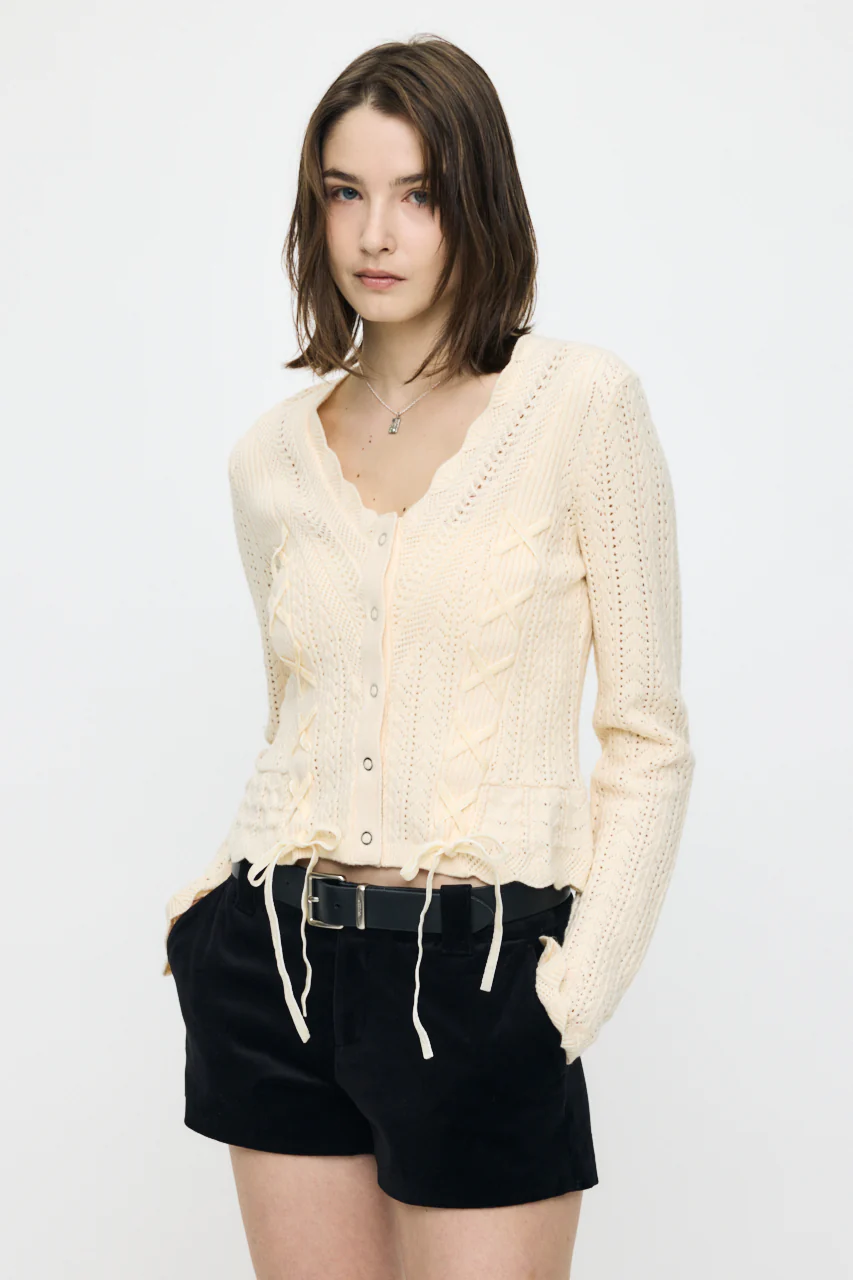 LACE UP RIBBON CARDIGAN - Image 4