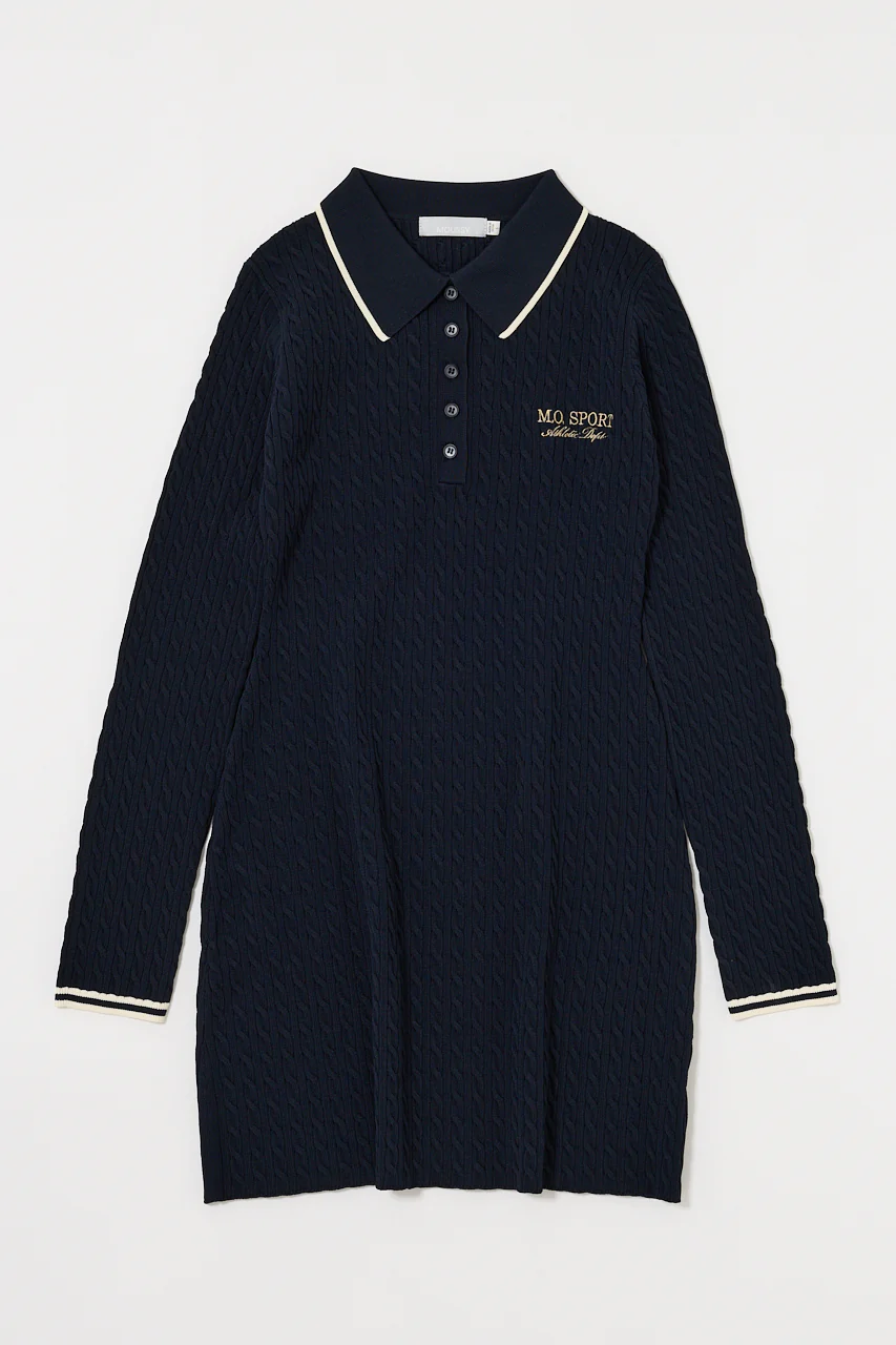LOGO CABLE KNIT MINI DRESS
