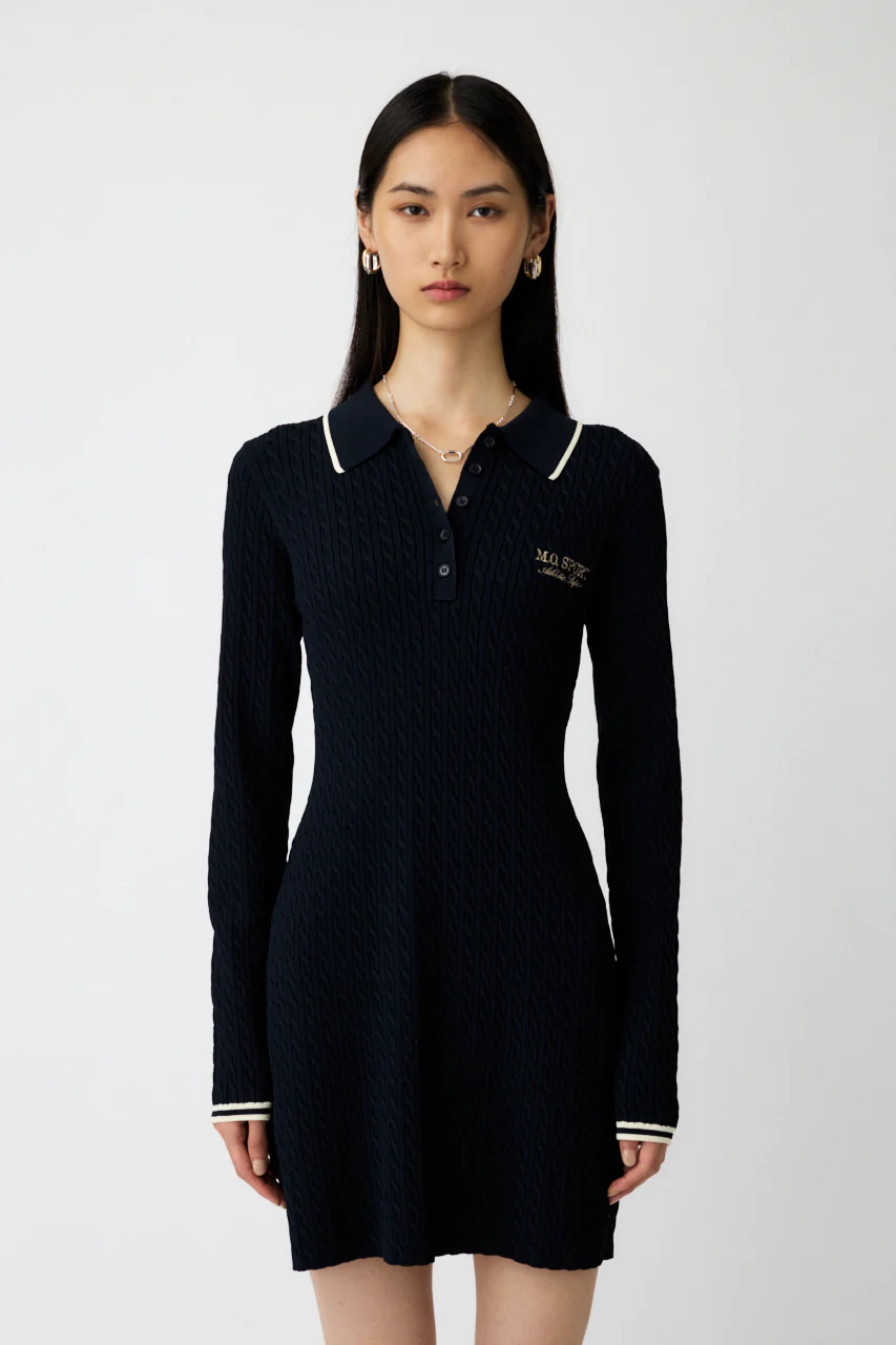 LOGO CABLE KNIT MINI DRESS - Image 2