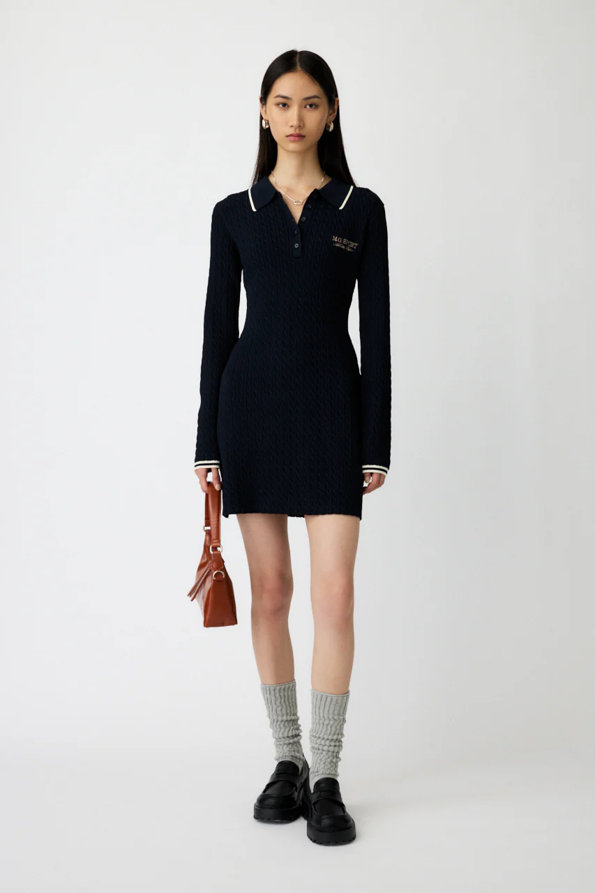 LOGO CABLE KNIT MINI DRESS - Image 5