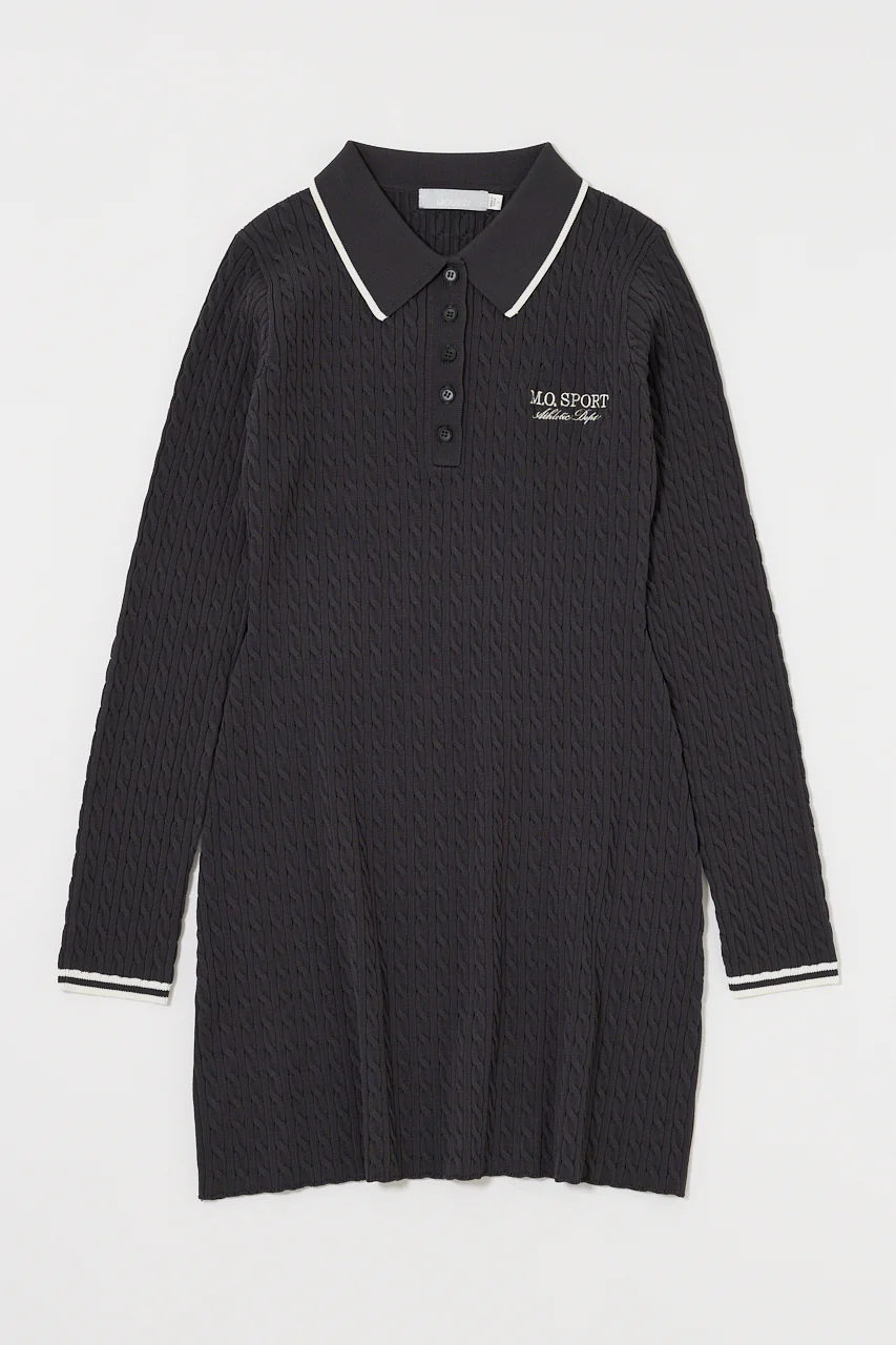 LOGO CABLE KNIT MINI DRESS