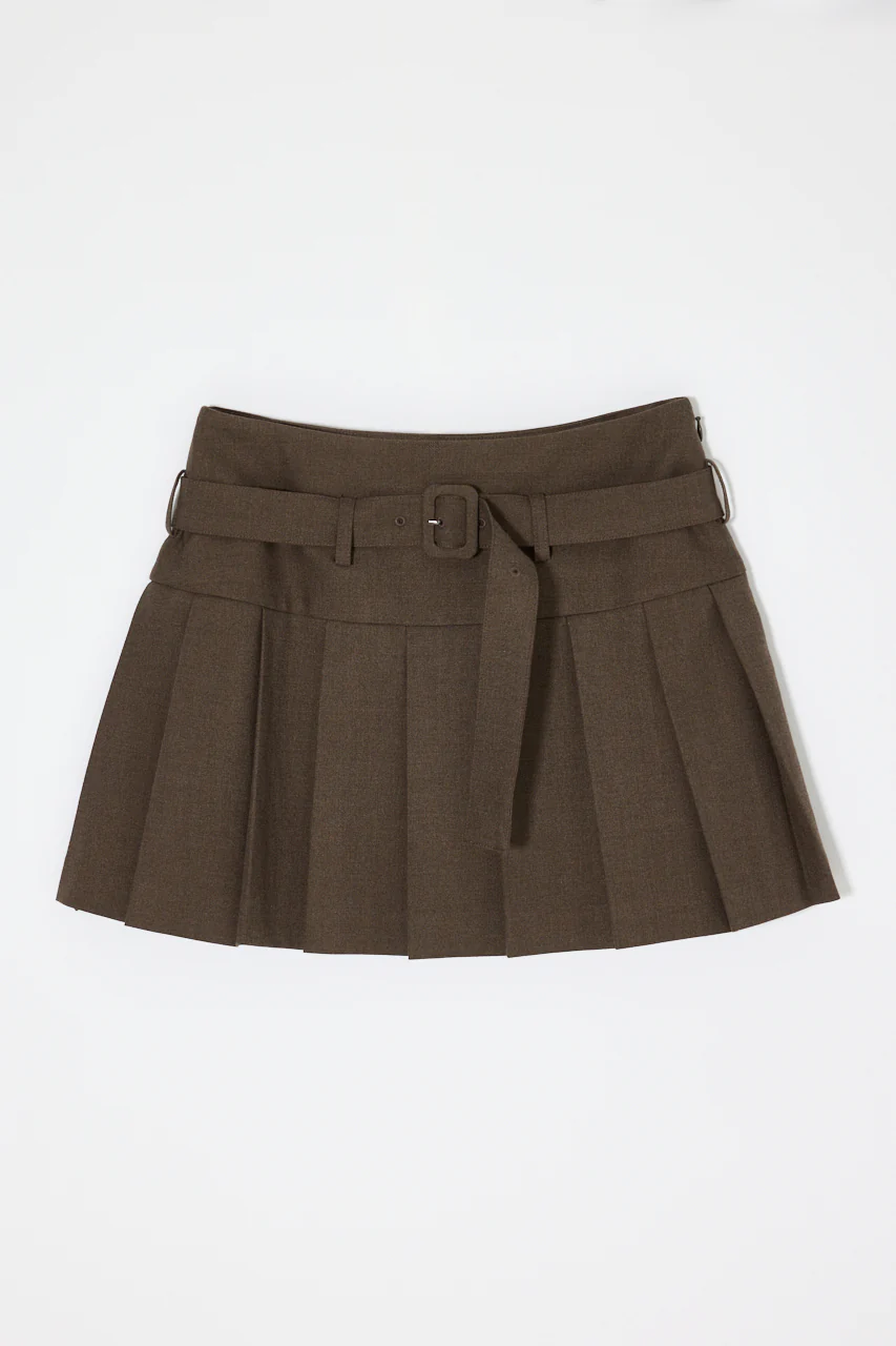 LOW SLUNG PLEATED MINI SKIRT - JS