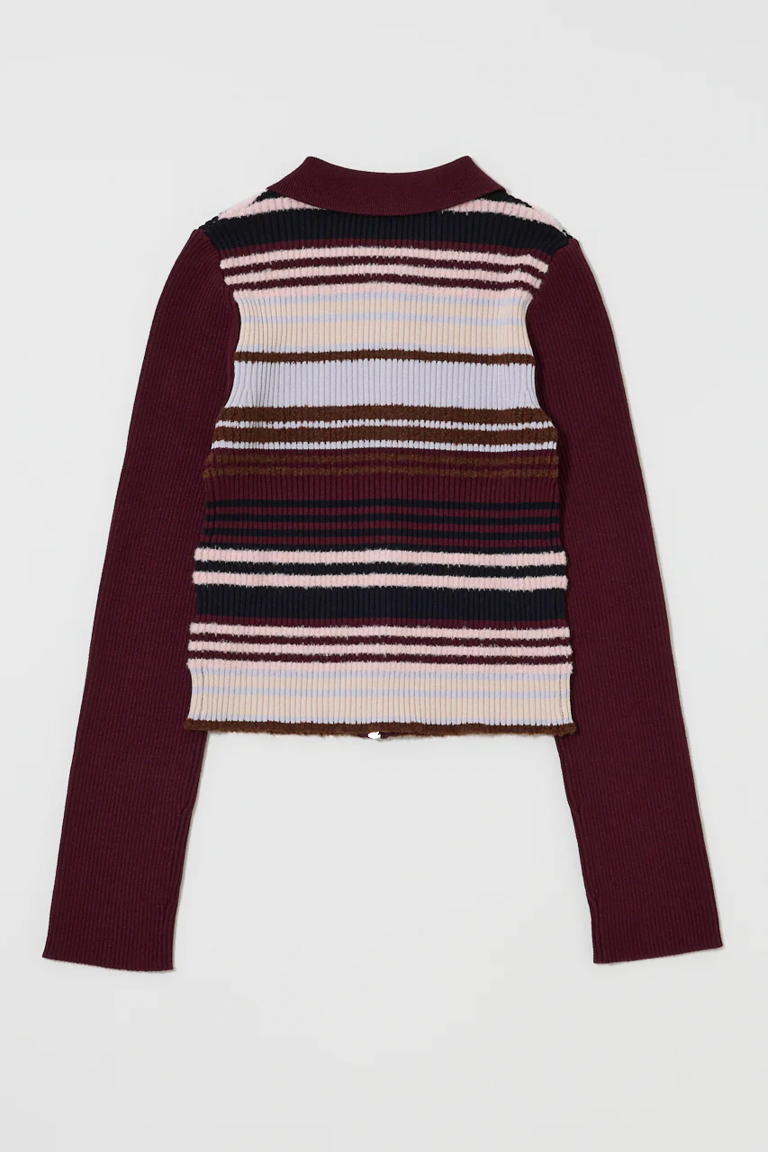 STRIPE ZIP UP KNIT SHIRT - Image 3