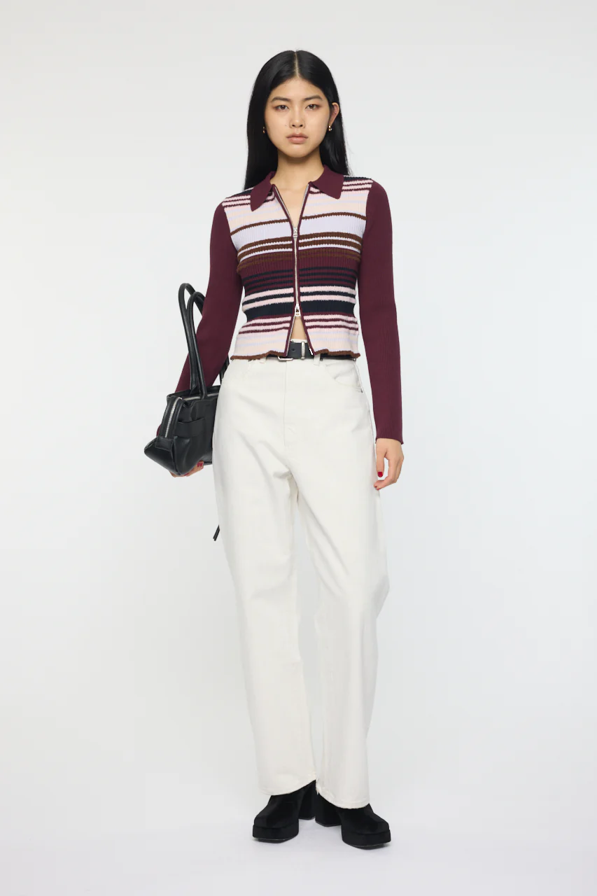 STRIPE ZIP UP KNIT SHIRT - Image 4