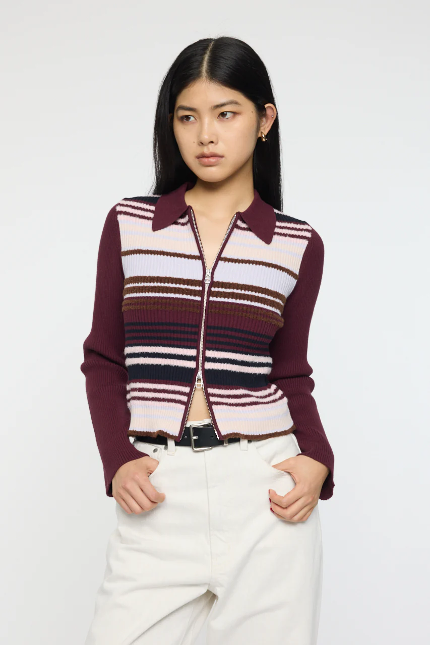 STRIPE ZIP UP KNIT SHIRT - Image 6