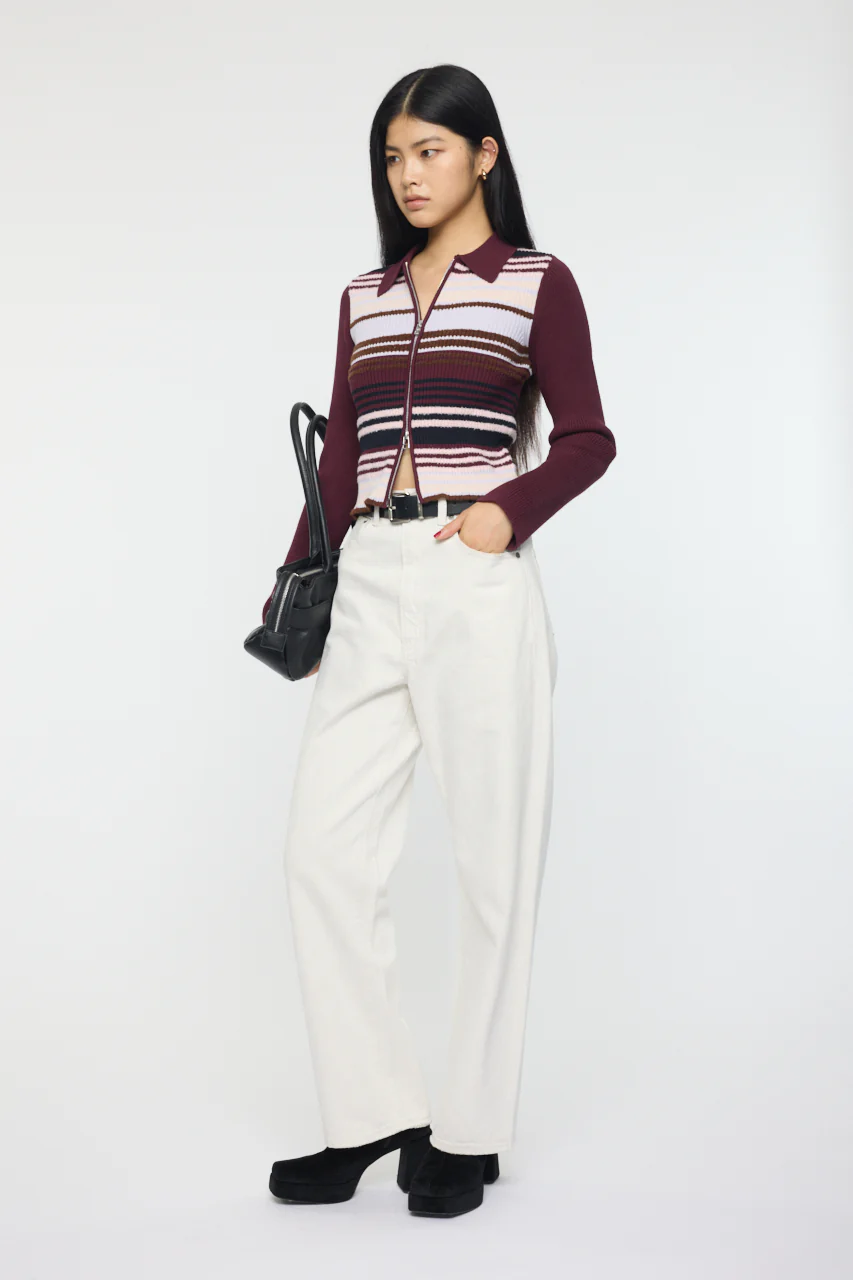 STRIPE ZIP UP KNIT SHIRT - Image 7